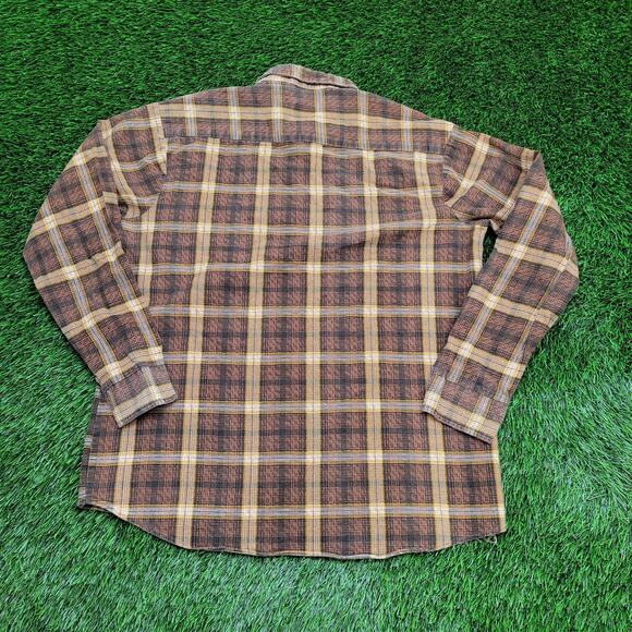 Vintage 90s Ozark-Trail Plaid Western Shirt M/L 22x28 Brown Rugged Cowboy - Picture 2 of 13